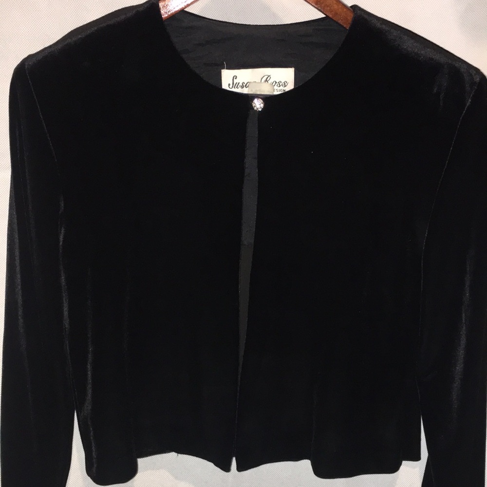 Susan Ross Design Black Velour Evening Jacket | Size 6